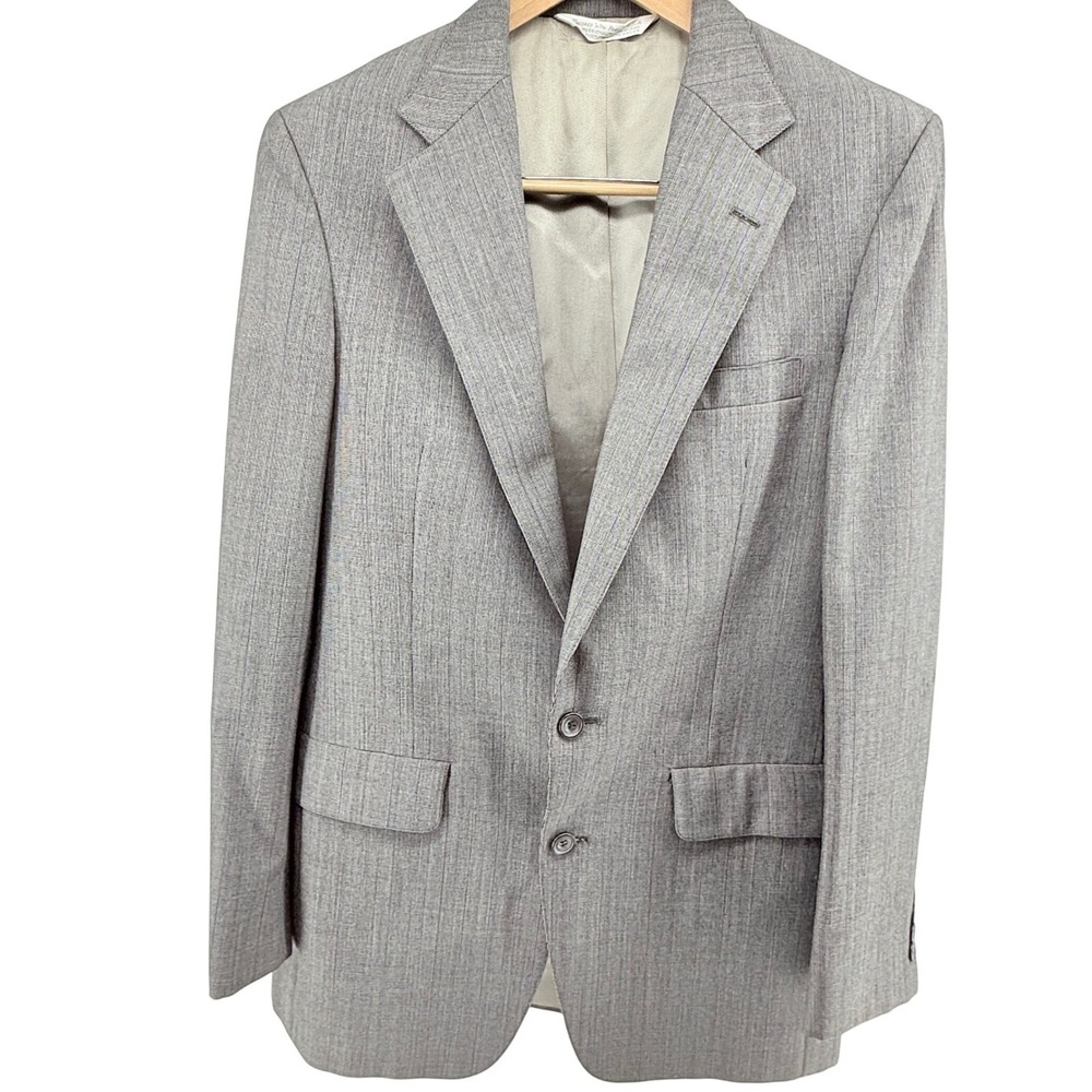 Christian Brooks for J Strauss Mens 40L Light Gray‎ Pinstripe Wool Blend Blazer